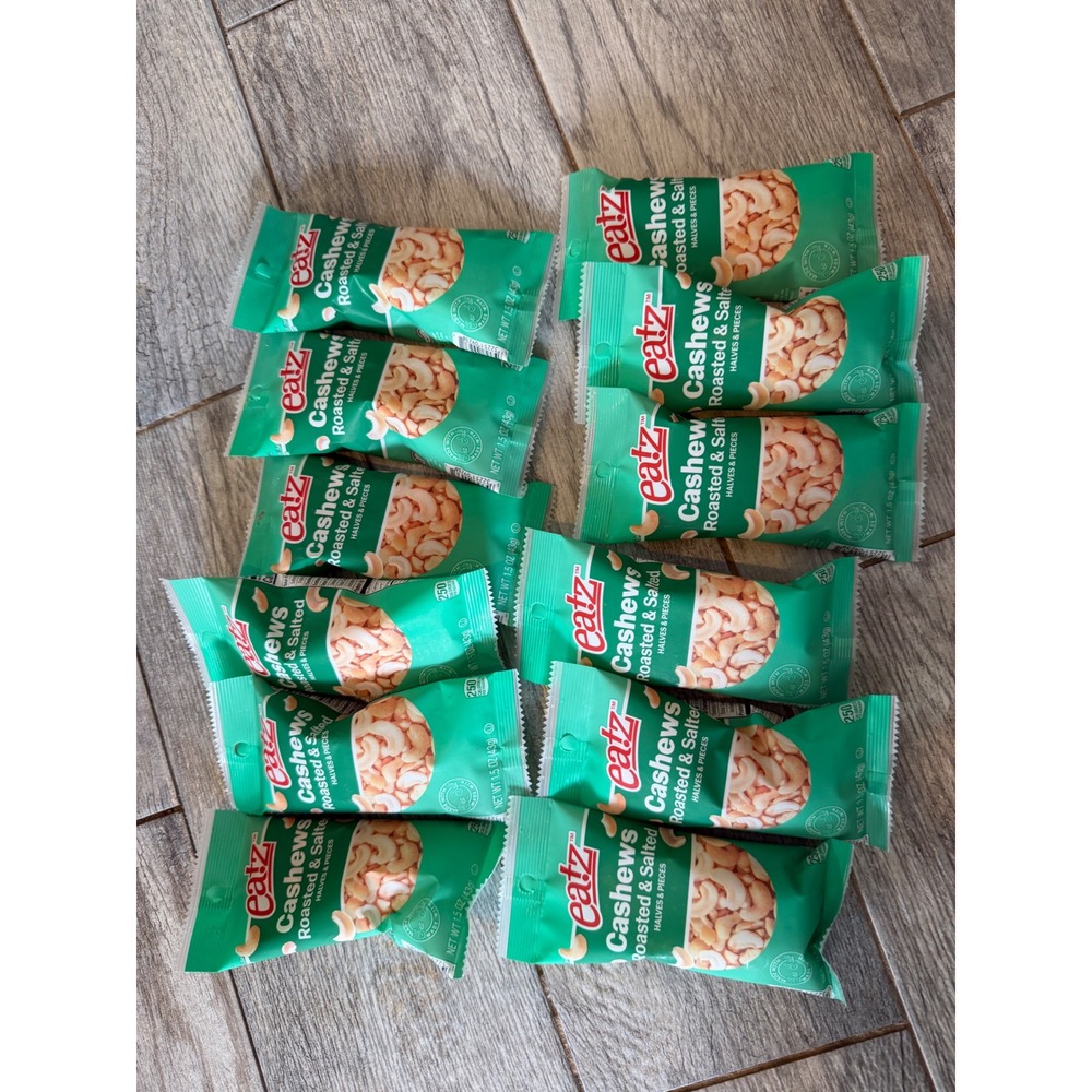 Eatz Roasted & Salted Cashews 12 Pack 1.5 oz Halves Pieces Snacks‎ New Nuts 1/27